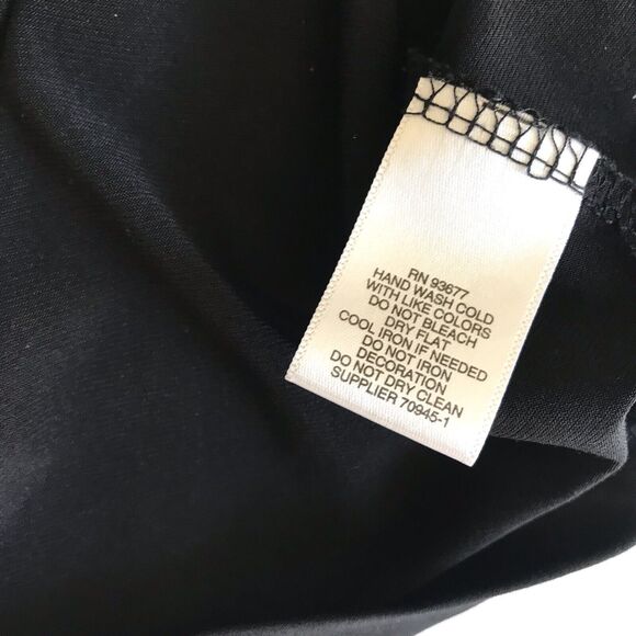 Liz Claiborne Dressy Top Women's Size M Black Keyhole Neck w/ Beads Long Sleeve - Picture 8 of 11